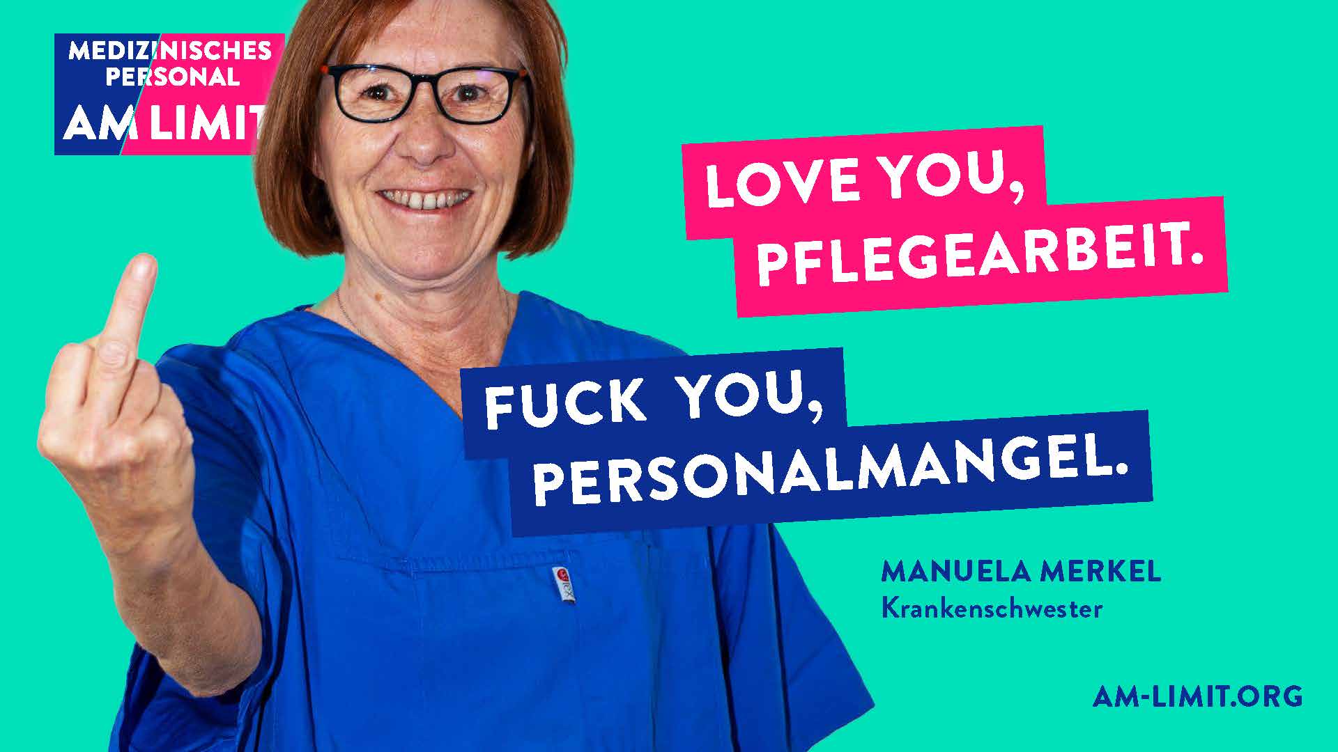 Medizinisches Personal am Limit_Dachkampagne_Manuela Merkel